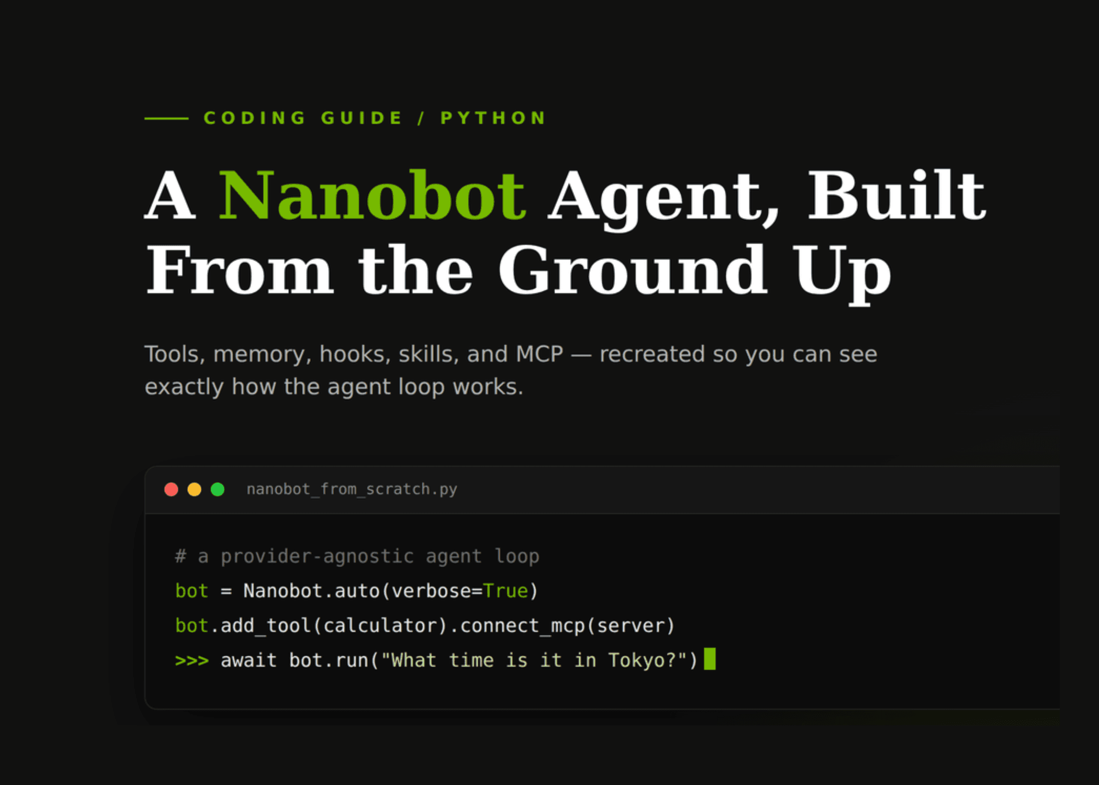 Build a Nanobot-Style AI Agent in Google Colab with Tool Calling, Session Memory, Skills, and MCP Servers